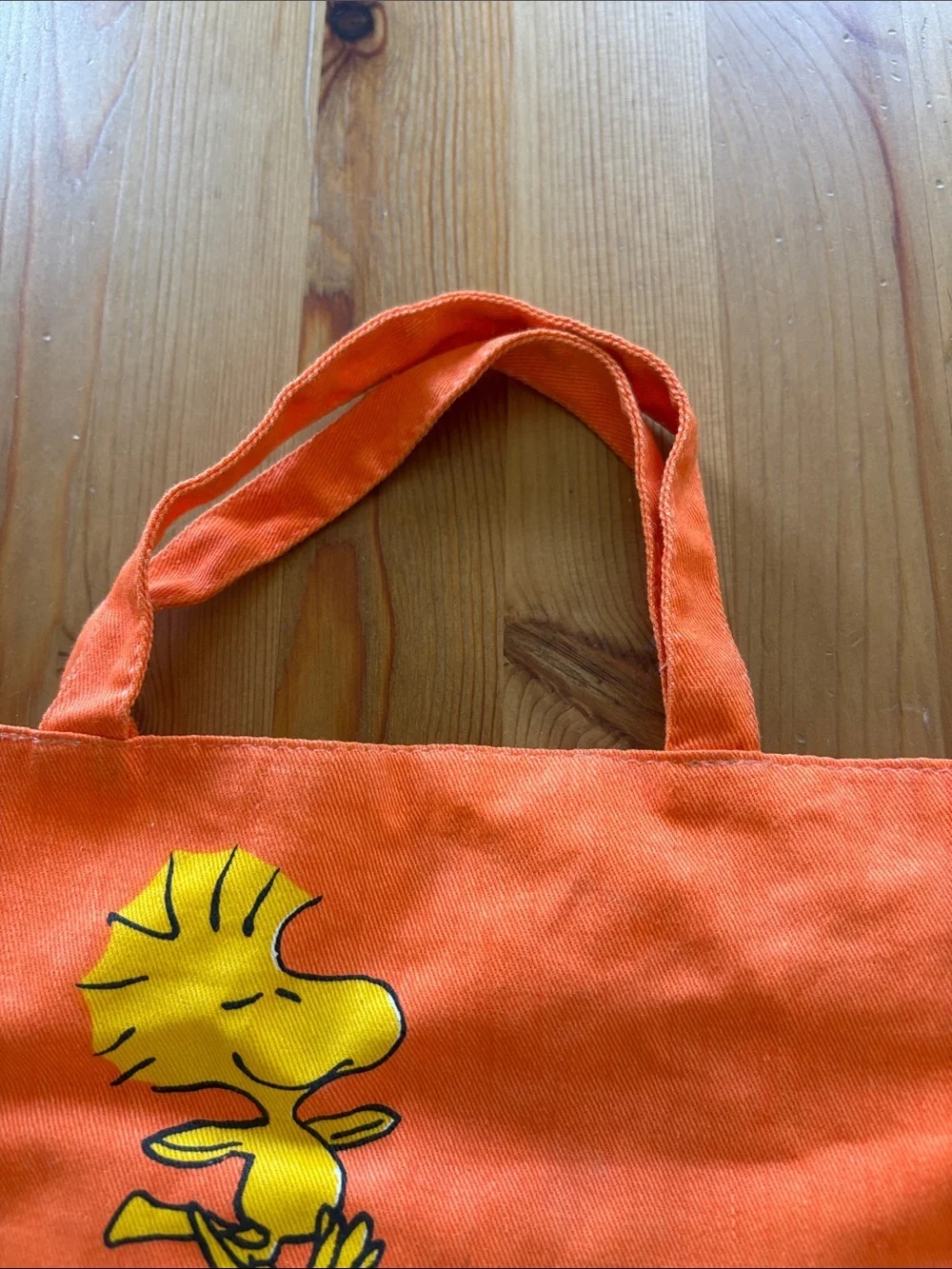 Vintage Peanuts Snoopy & Woodstock Orange Tote Bag see photos for size